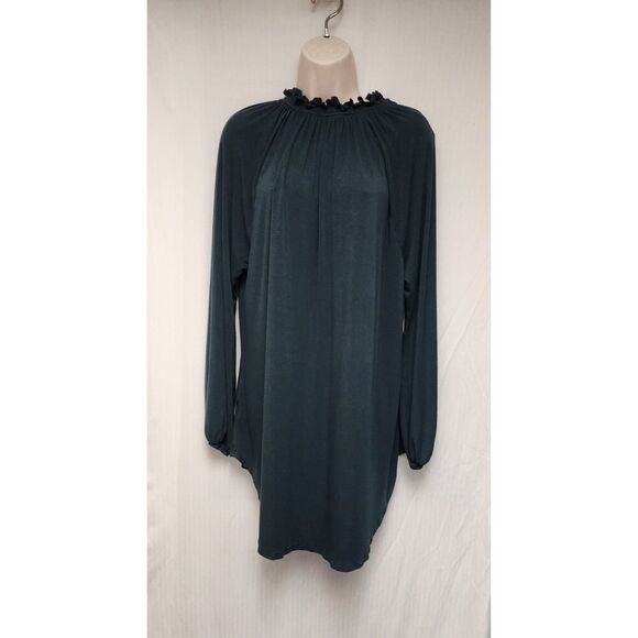 Melissa McCarthy Seven7 Women's 1X Crew Neck Long Sleeve Blouse Hunter Green - Picture 5 of 11